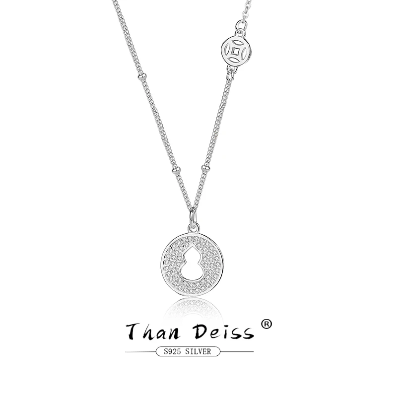 925 Sterling Silver Coin Necklace For Women Classic Chinese Style Full Zircons Round Lucky Gourd Shaped Pendant Fine Jewelry
925 Sterling Silver Coin Necklace For Women Classic Chinese Style Full Zircons Round Lucky Gourd Shaped Pendant Fine Jewelry