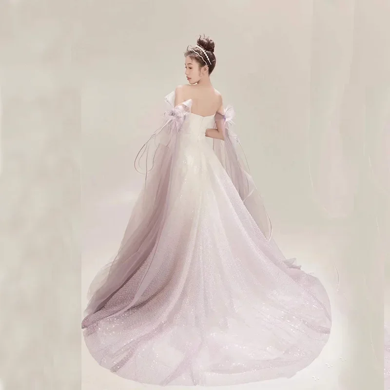 Customized purple host one-shoulder starry sky model catwalk beading toast annual meeting dress
Customized purple host one-shoulder starry sky model catwalk beading toast annual meeting dress