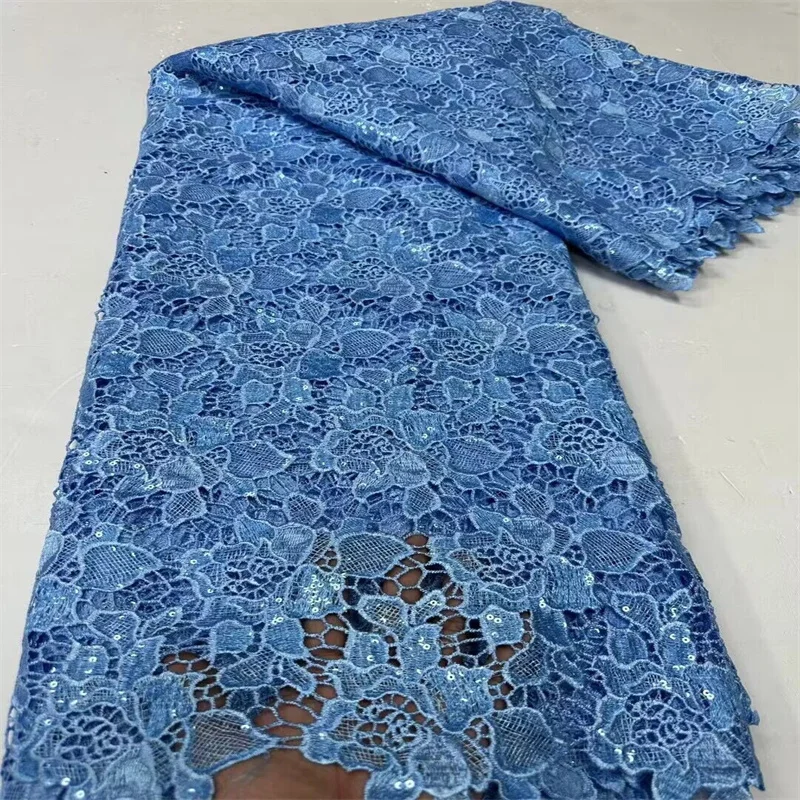 

Новейшая синяя африканская кружевная ткань из гипюра 2024 зеленая Высококачественная Водорастворимая нигерийская Ткань для шитья женская свадебная