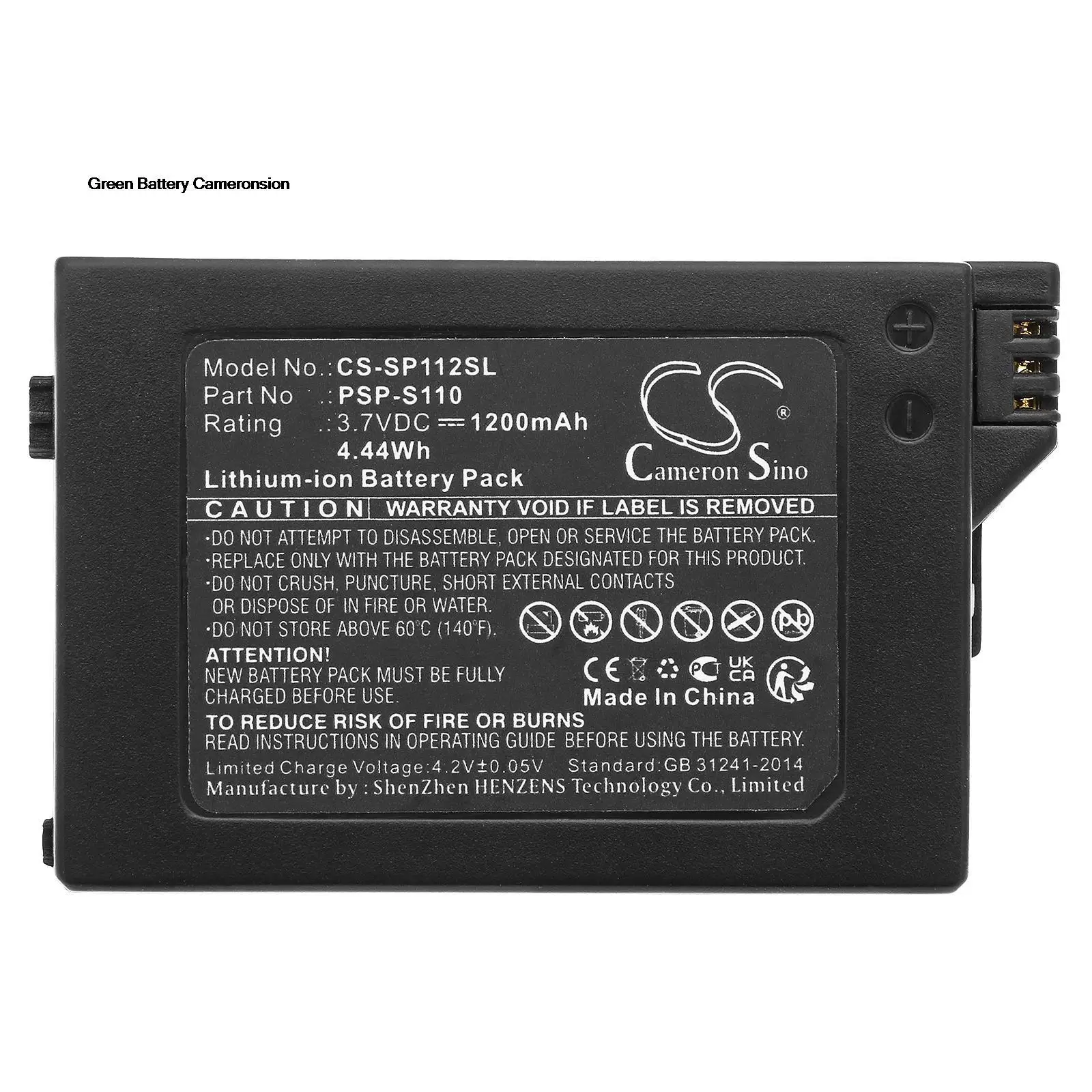 

GreenBattery CameronSino 1200mAh 4.44Wh 3.7V Game Console Li-ion Battery for Sony PSP 2th,Silm,Lite,PSP-S110,PSP-2000,PSP-3000