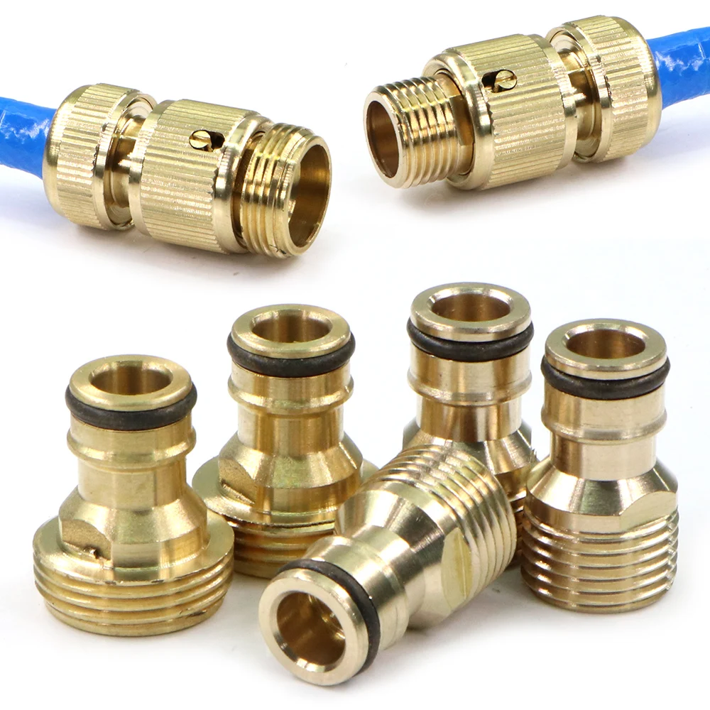 

2pcs 1/2" 3/4" Brass Quick Connector 16mm Pacifier Nipple Male Thread Adapter Coupling Joints Garden Irrigation Connect Repair