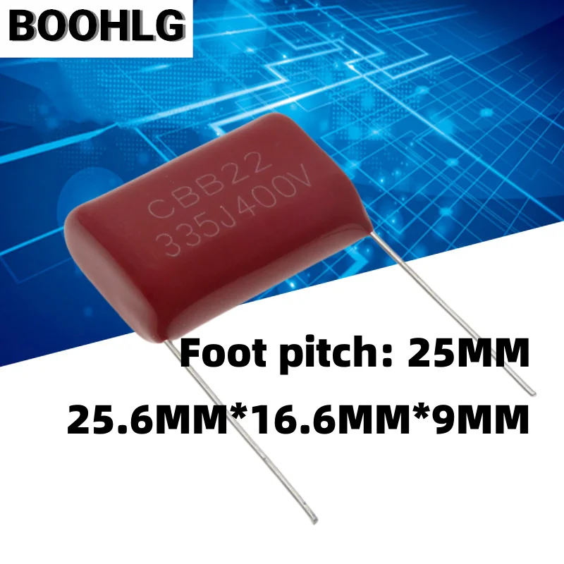10 шт., конденсатор CBB22, 335J, 400 В, 3,3 мкФ, 20 мм, конденсатор с металлической пленкой, 400 В, 335J, p25 мм 
10 шт., конденсатор CBB22, 335J, 400 В, 3,3 мкФ, 20 мм, конденсатор с металлической пленкой, 400 В, 335J, p25 мм