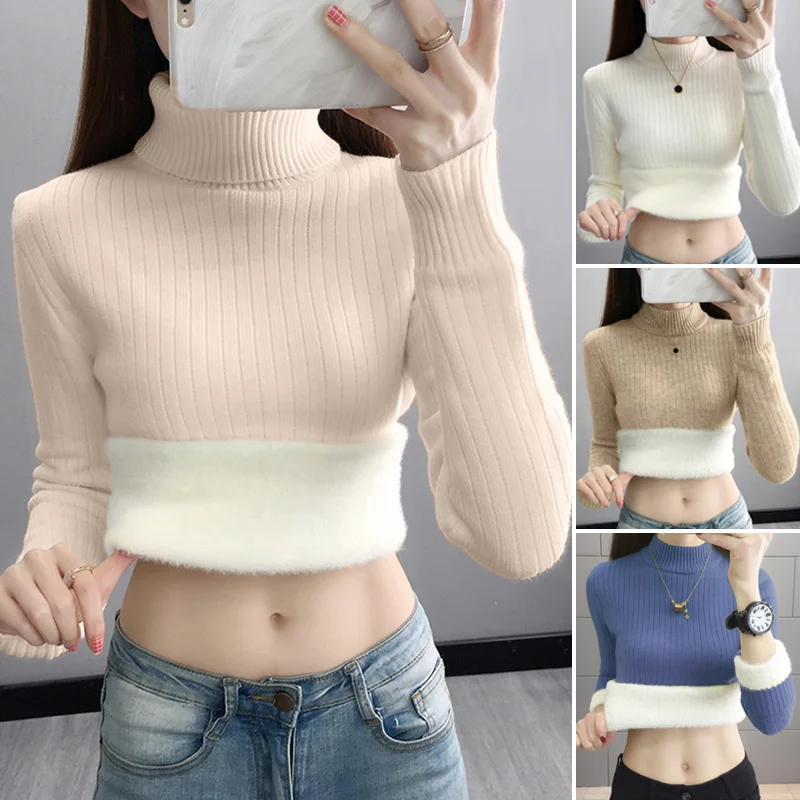 Winter Warm Sweater Pullover Women Slim Thicken Plush Velvet Lined Knitwear Jumper Korean Half Turtleneck Fleece Soft Knit Tops
Winter Warm Sweater Pullover Women Slim Thicken Plush Velvet Lined Knitwear Jumper Korean Half Turtleneck Fleece Soft Knit Tops
