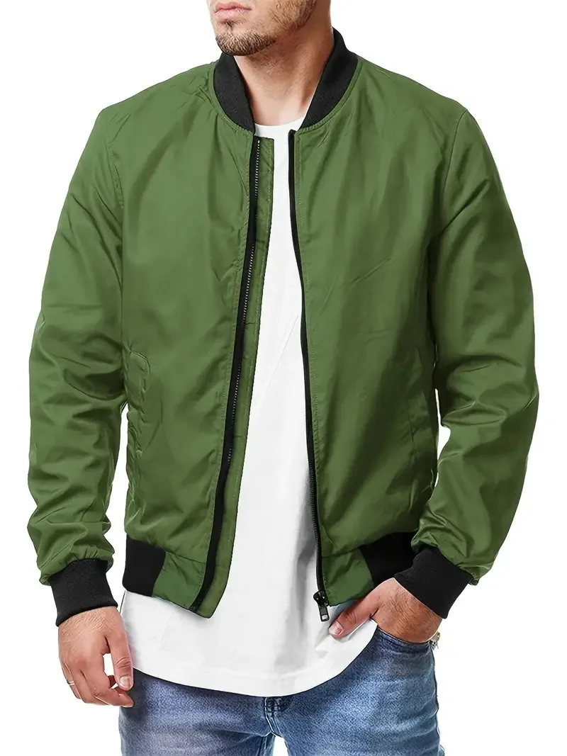 

2024 new Men's Bomber Jacket Man Casual Streetwear Hip Hop Zipper Coats Fashion Men Baseball Uniform Aviator Jackets Clothing