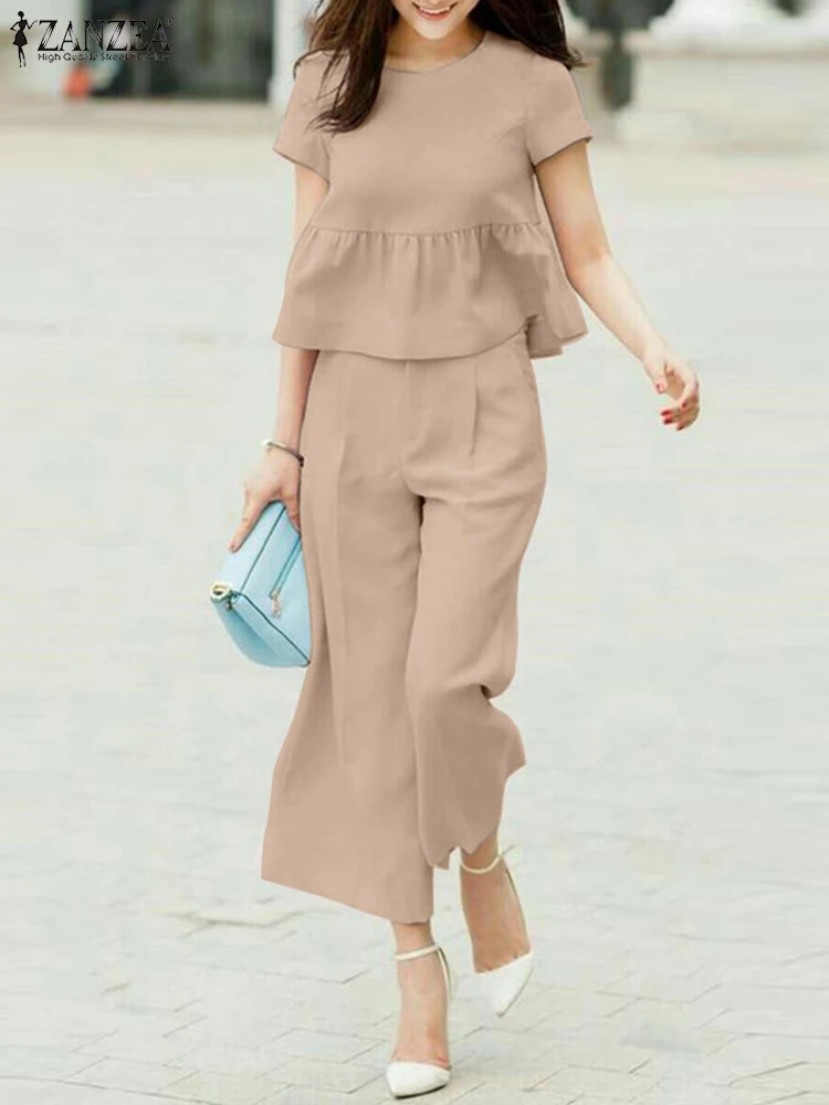ZANZEA Fashion Street Matching Sets Summer Casual Suit 2PCS Short Sleeve Blouse Loose Long Pants Woman Solid Outifits Oversized
ZANZEA Fashion Street Matching Sets Summer Casual Suit 2PCS Short Sleeve Blouse Loose Long Pants Woman Solid Outifits Oversized