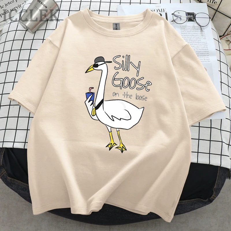 

Caricature Styles Children's Fashion Shirts Print Short Sleeve T-Shirts Family Parent-Child Clothing Silly Goose Kid Tshirt Girl