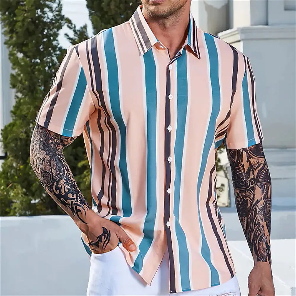 Men Shirt Stripes Pattern All-match Shirt Top Tee Turn-down Collar T-Shirt for Men Sleeve Casual Shirts Male Blouse 2023
Men Shirt Stripes Pattern All-match Shirt Top Tee Turn-down Collar T-Shirt for Men Sleeve Casual Shirts Male Blouse 2023