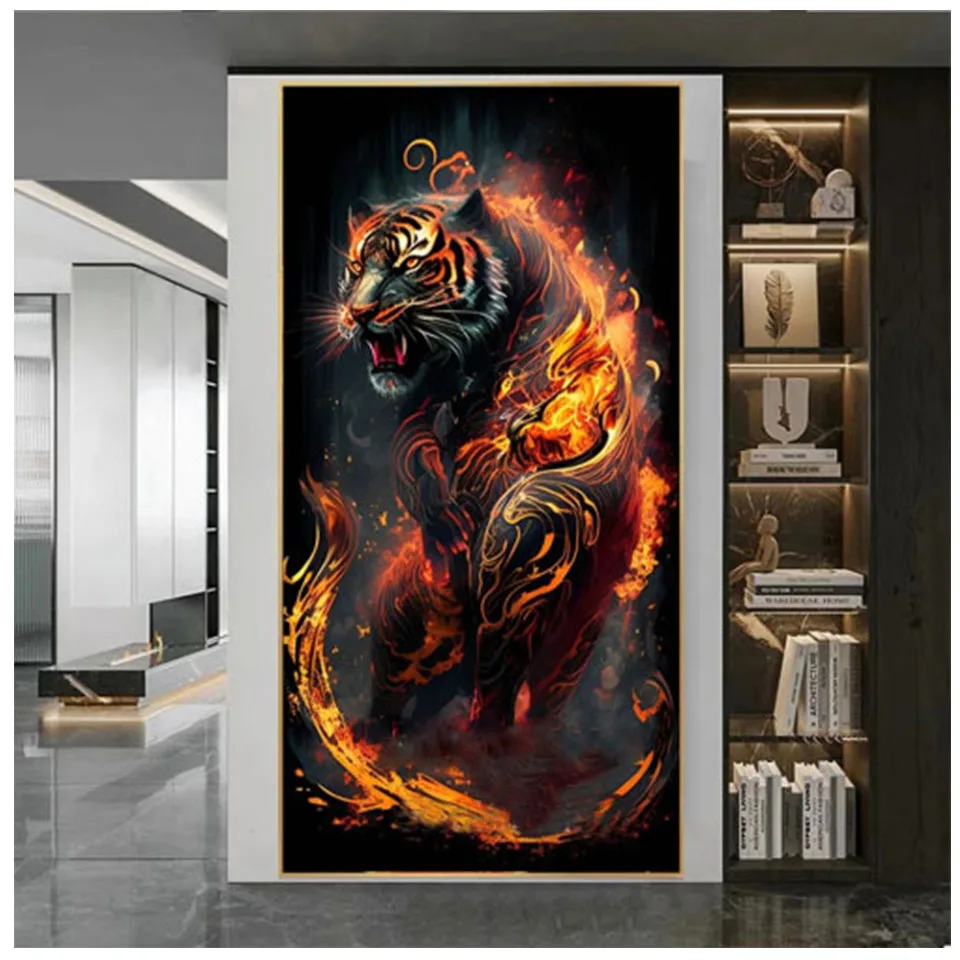 

Gothic Tiger 5D Diamond Painting Cross Stitch Big Size Fantasy Animal DIY Full Diamond Embroidery Rhinestone Needlework Art