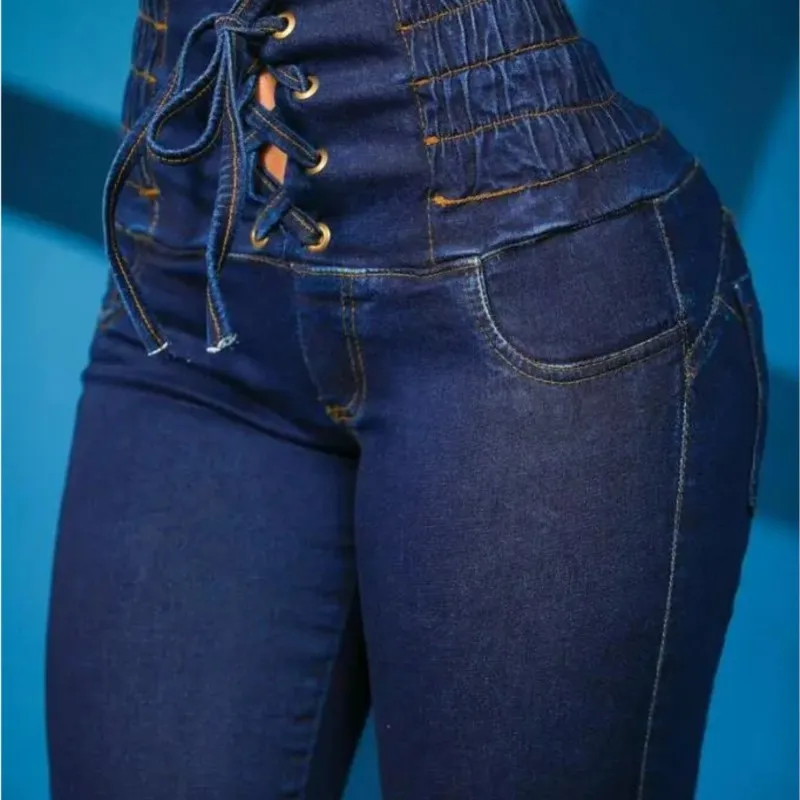 Casual High Waist Skinny Jeans for Women Grommet Eyelet Lace-Up Pocket Design Plain Fashion Women's Denim Trousers
Casual High Waist Skinny Jeans for Women Grommet Eyelet Lace-Up Pocket Design Plain Fashion Women's Denim Trousers