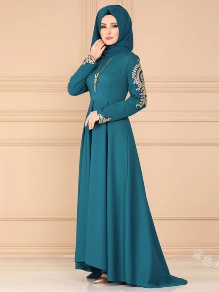 

Muslim Embroidery Abaya Ramadan Party Gown Dubai Kaftan Islamic Clothing Turkish Robe Morocco Caftan Evening Long Dresses dress
