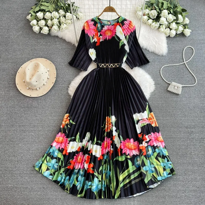O Neck Short Sleeve Summer 2024 New Robe Femme Lace Up Slim Flower Print Pleated Party Dresses Y2k High Grade Vestidos De Mujer
O Neck Short Sleeve Summer 2024 New Robe Femme Lace Up Slim Flower Print Pleated Party Dresses Y2k High Grade Vestidos De Mujer