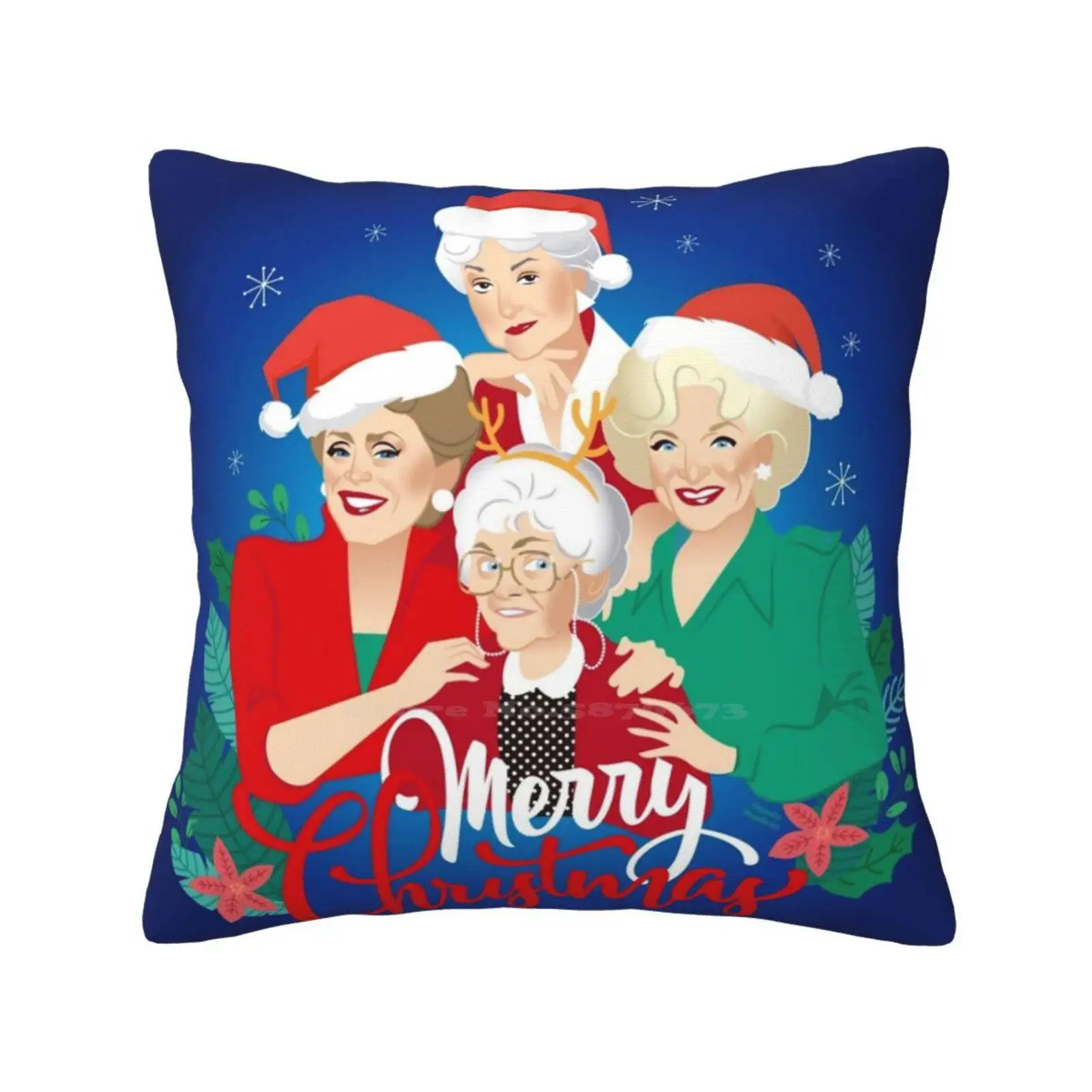 

Christmas Girls! Throw Cushion Pillow Cover Alejandro Mogollo Art Alemogolloart Alejandromogolloart The Golden Girls