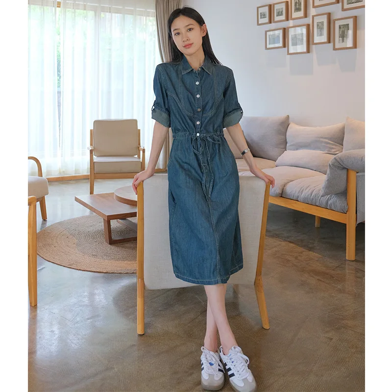 2023 New Black Technology Cool Breathable Retro Washed Old Waist Slimming Short-sleeved Denim Dress Summer
2023 New Black Technology Cool Breathable Retro Washed Old Waist Slimming Short-sleeved Denim Dress Summer