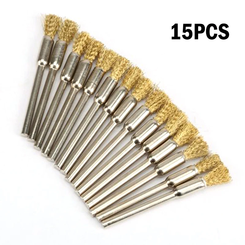 15Pcs 5mm Brass Rotary Wire Wheel Pencil Polising Brushes For Power Drill Tool For Removing Rust/corrosion Of Any Metal Surface
15Pcs 5mm Brass Rotary Wire Wheel Pencil Polising Brushes For Power Drill Tool For Removing Rust/corrosion Of Any Metal Surface