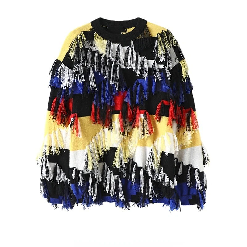 TASSEL Design Fashion Sweater Women Winter Warm Luxury 100% Cashmere LOOSE High Street Pullover Oversize Women
TASSEL Design Fashion Sweater Women Winter Warm Luxury 100% Cashmere LOOSE High Street Pullover Oversize Women