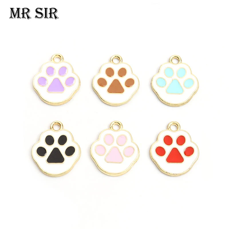 

15pcs Enamel Cat Dog Paw Charms Cartoon Animal Claw Footprints Drip Oil Pendants Jewelry Making DIY Necklace Earring Accessories