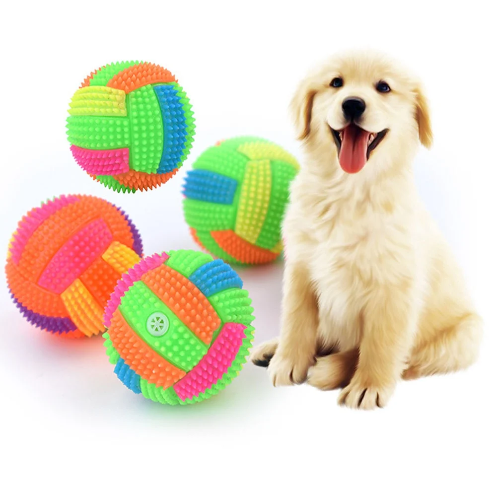 

Light Up Squeaky Dog Balls for Aggressive Chewers Fun Flashing Elastic Ball Puppy Chew Toys for Teething Interactive Pet Toys