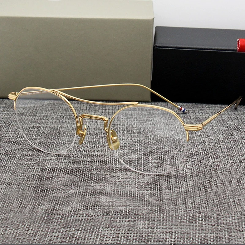 Thom Brand Designer Glasses Frame Men TB903 Vintage Round Alloy Half Eyeglasses Women Myopia Optical Lens Eyewear Oculos De Grau
Thom Brand Designer Glasses Frame Men TB903 Vintage Round Alloy Half Eyeglasses Women Myopia Optical Lens Eyewear Oculos De Grau