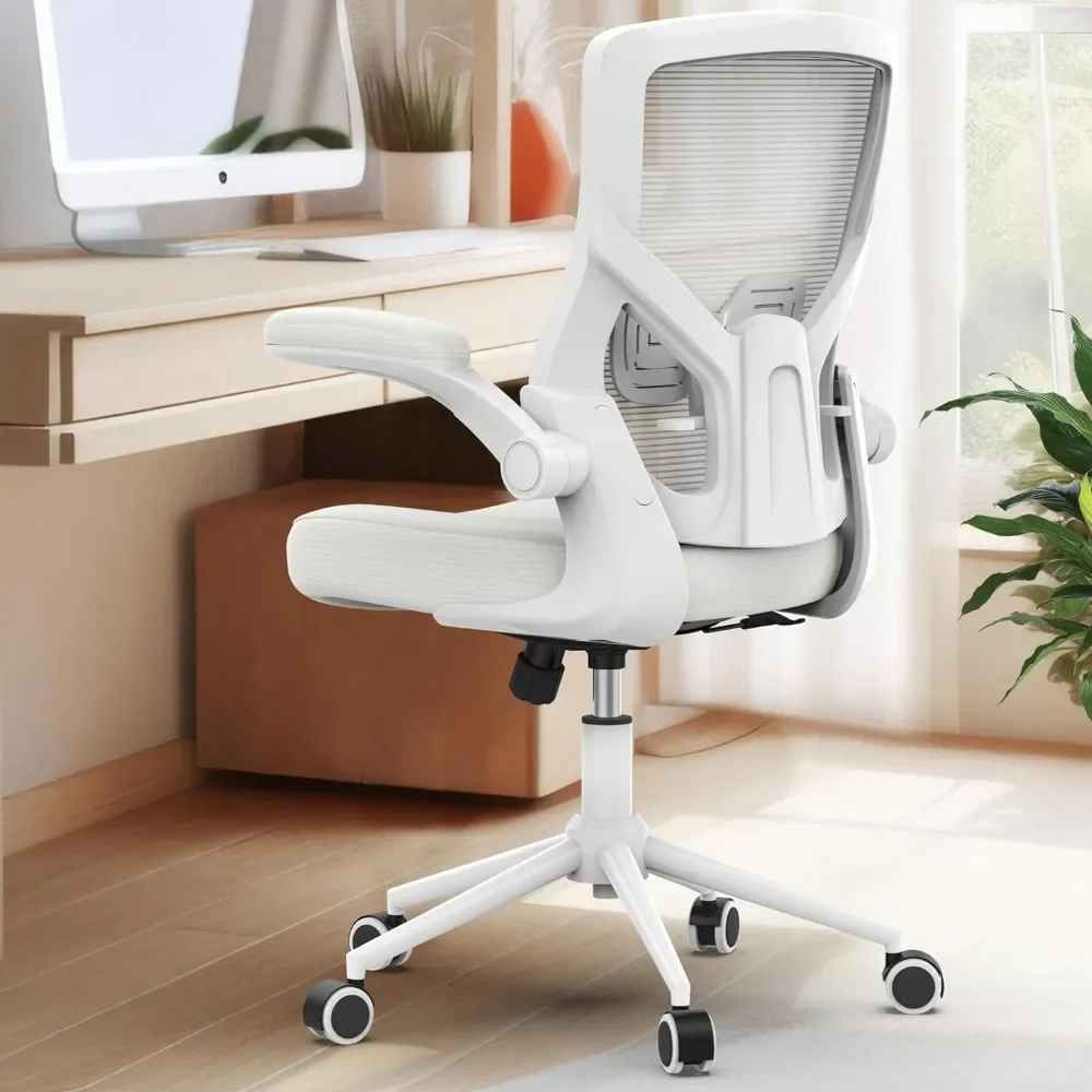 

Office Chair, Adjustable Height and Ergonomic Design, Lumbar Support Padded Flip-up Armrest Swivel Task Chair