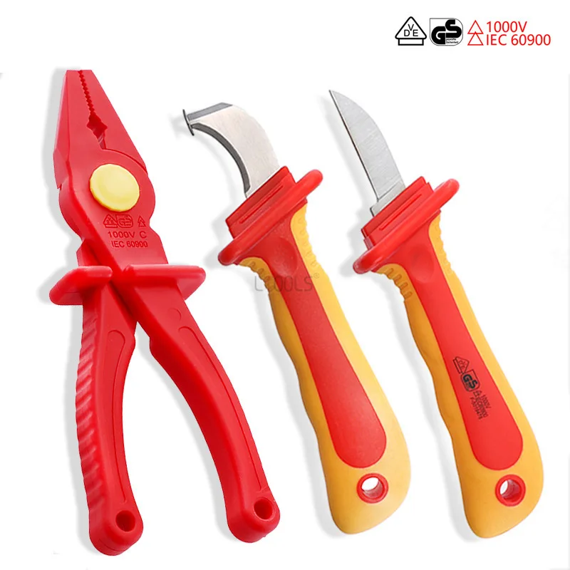 

VDE Insulation Plastic Pliers Insulation Electrician Knife IEC60900 High Voltage Resistance 1000V Antimagnetism Electrician Tool