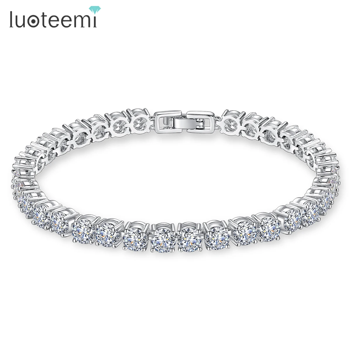 

LUOTEEMI Shinning Round 3/4/5MM CZ Tennis Bracelet for Women Green Cubic Zirconia Paved for Bridal Wedding Engagement Jewelry