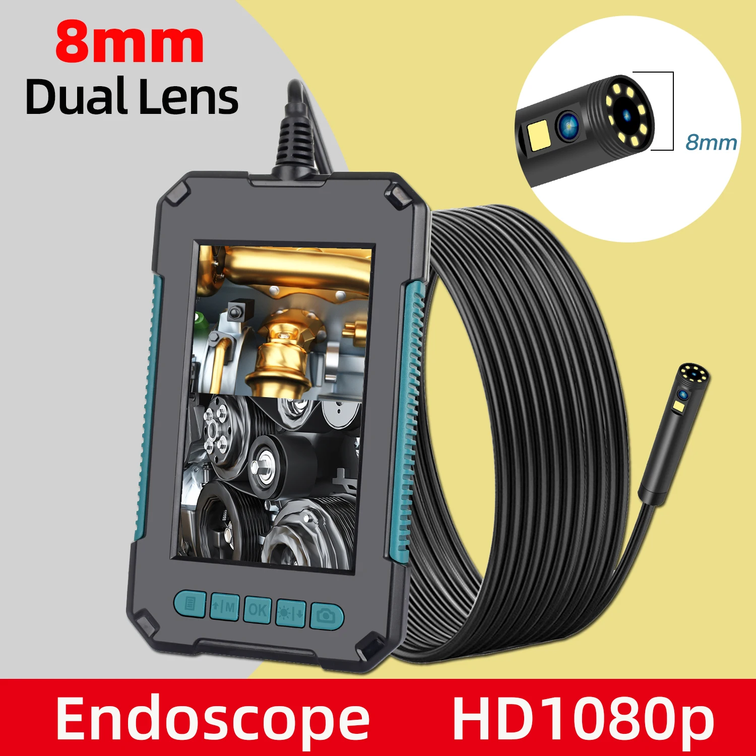 

Industrial Endoscope Camera 4.3" IPS Screen HD1080P Single Dual Lens Pipe Car Inspection Borescope IP67 Waterproof LEDs 2600mAh