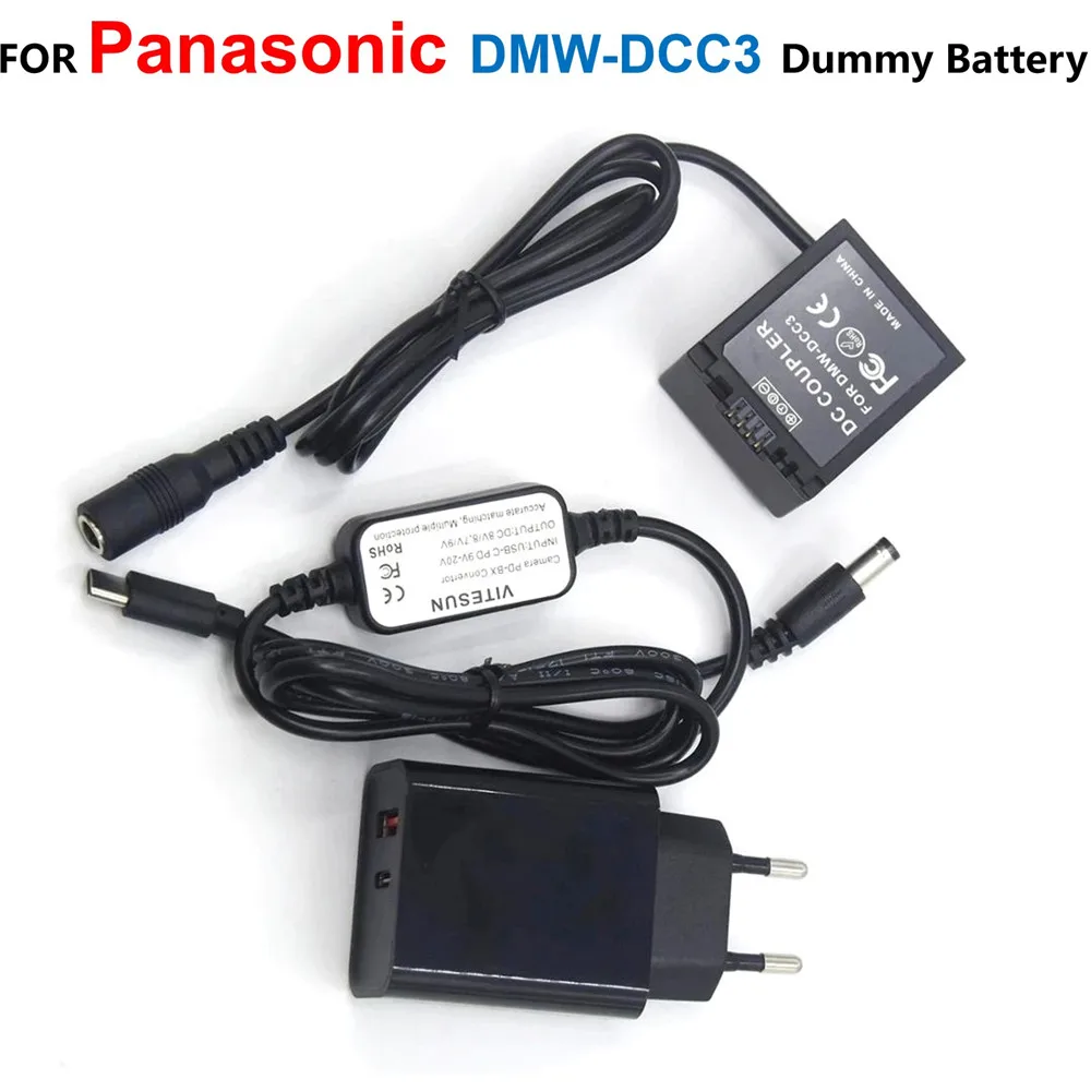 DMW-DCC3 DC Coupler DMW-BLB13 Dummy Battery+USB Type-C Power Cable+PD Charger For Panasonic Lumix DMC-G1 GH1 GF1 G2 G10 G2A G2K
DMW-DCC3 DC Coupler DMW-BLB13 Dummy Battery+USB Type-C Power Cable+PD Charger For Panasonic Lumix DMC-G1 GH1 GF1 G2 G10 G2A G2K