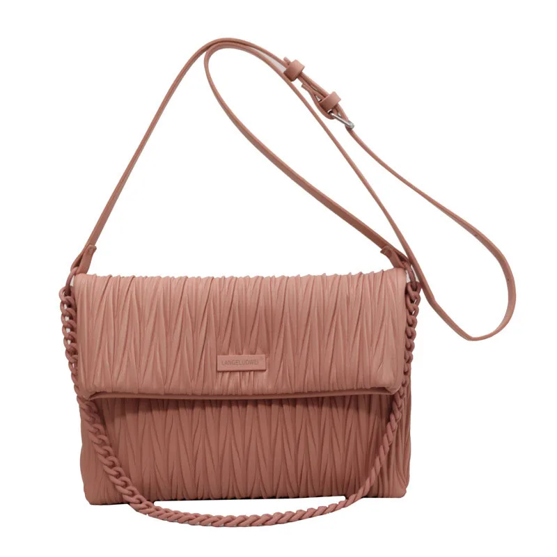 

Women's Bag 2024 minimalist and fashionable pleated single shoulder crossbody bag with a textured and stylish small square bag