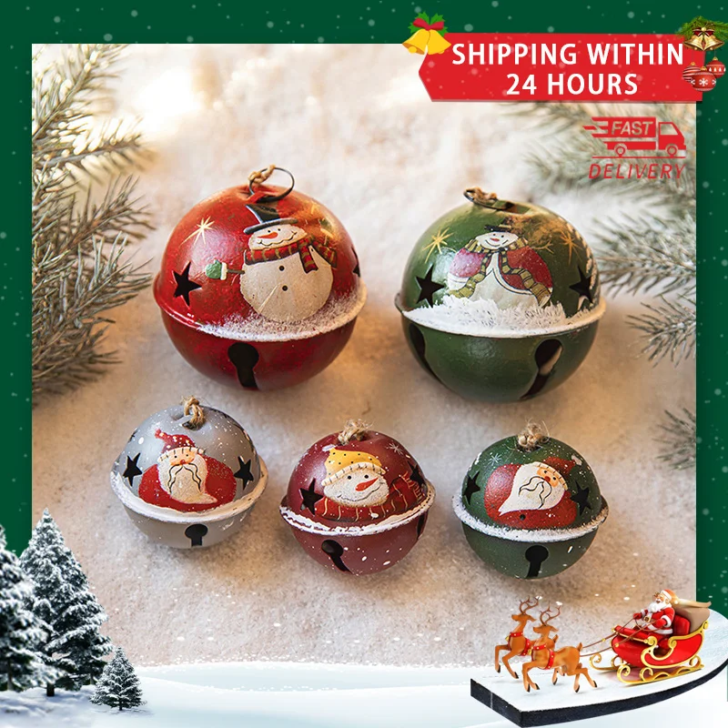 

Red Green White Bells Iron Christmas Tree Creative Ornaments Pendant Material Craft XMAS Decoration Festival Dress Up Supplies
