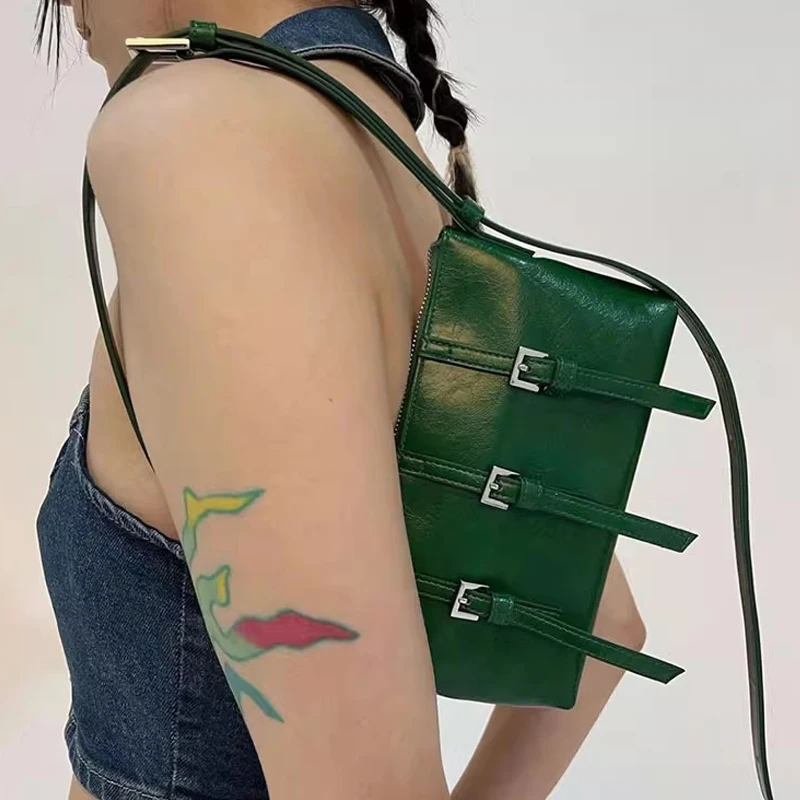 

Female 2024 New Niche Design Commuter Fashion Original Underarm Bag Belt Buckle Decoration PU Shoulder Crossbody Bag Armpit Bag