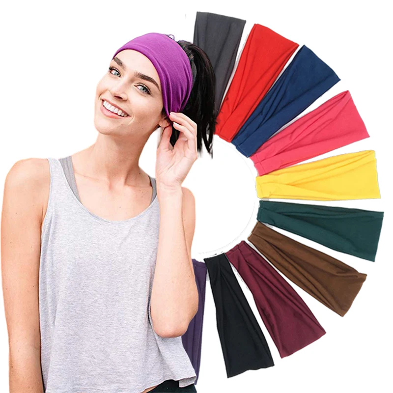 

Unisex Solid Color Sport Yoga Headband Sweatband Stretch Fitness Elastic Hairband For Men Women Exercise Tennis Headbands