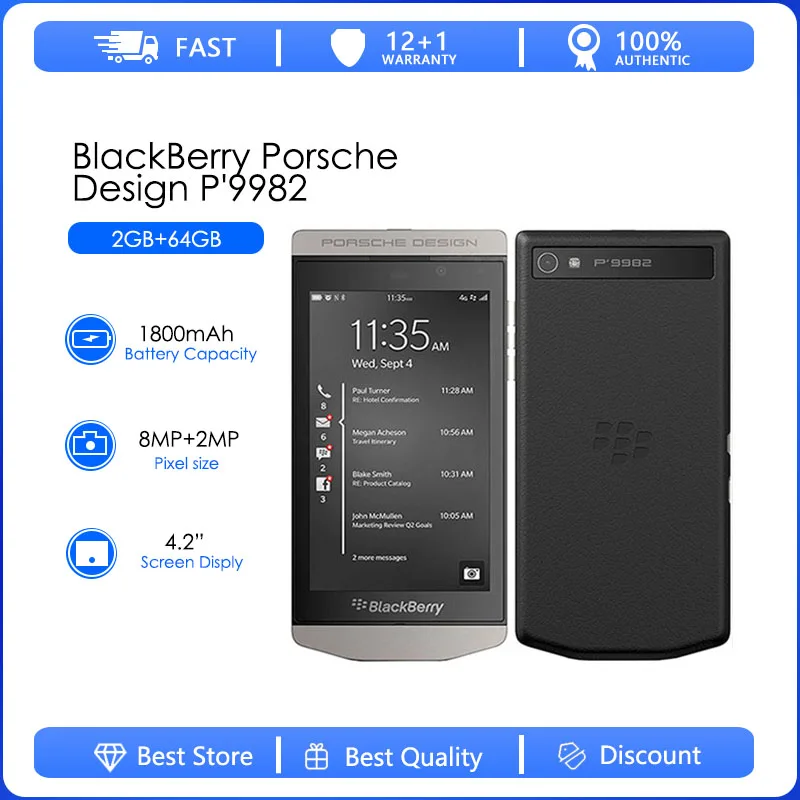 

BlackBerry Porsche Design P'9982 Refurbished-original unlocked 9982 4.2 inches 64GB 2GB RAM 4G LTE Dual-core Free Shipping