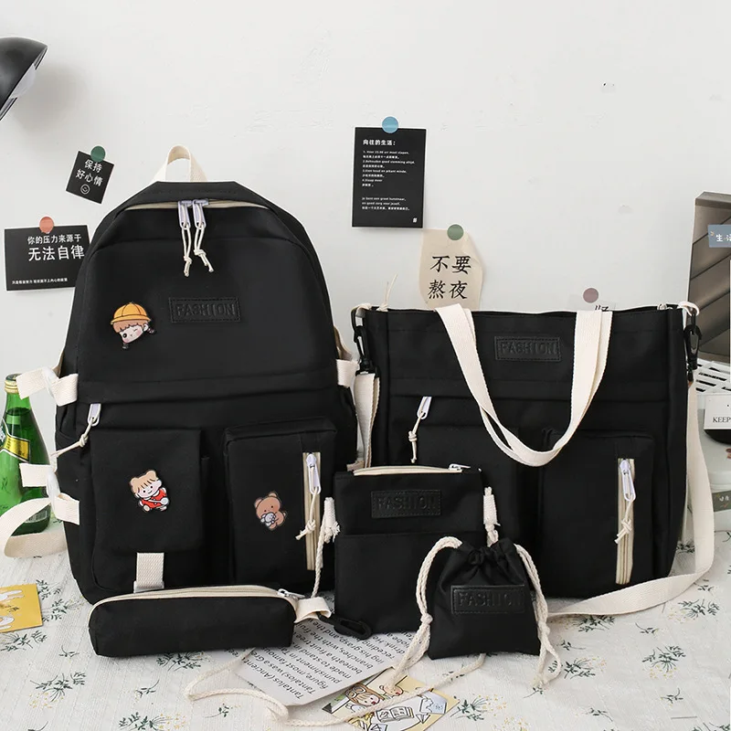 5Pcs/Set Waterproof Canvas Backpack School Bags for Teenage Girl Boy Ladies Shoulder Bag Solid Color Handbag Women's Backpacks
5Pcs/Set Waterproof Canvas Backpack School Bags for Teenage Girl Boy Ladies Shoulder Bag Solid Color Handbag Women's Backpacks