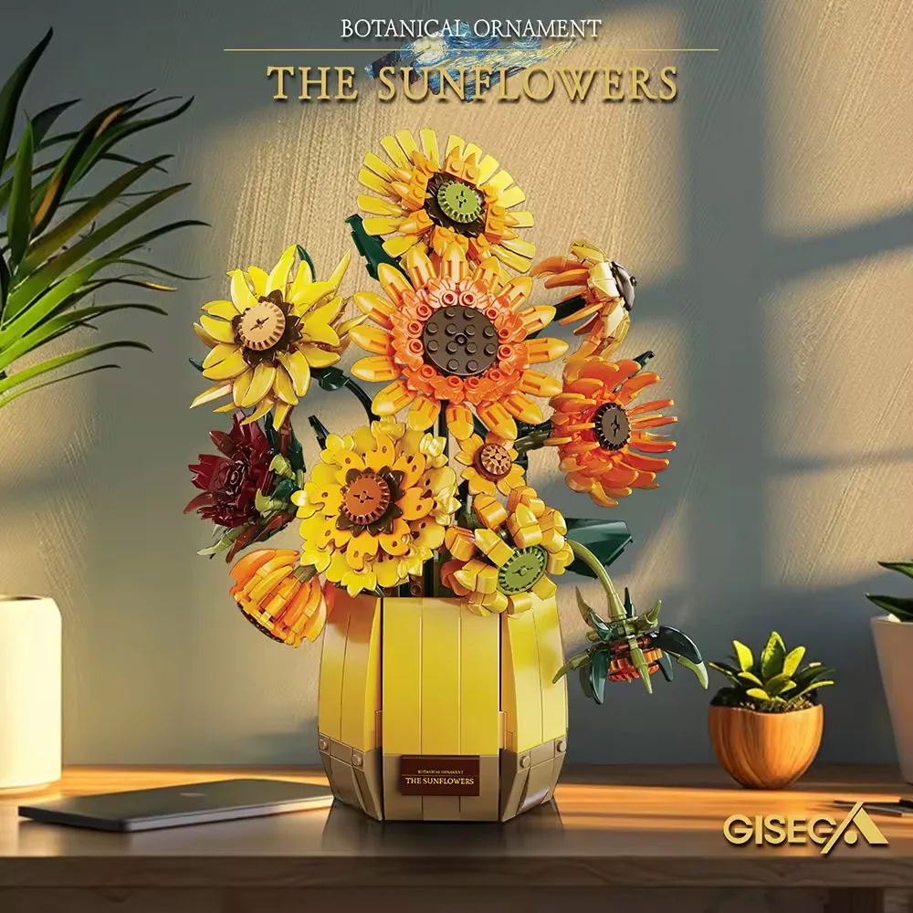 Creative IDEAS 1328PCS Sunflower Romantic Building Blocks Flowers Bouquet Vase Model Bricks Valentine Home Decoration Toys Gifts Creative IDEAS 1328PCS Sunflower Romantic Building Blocks Flowers Bouquet Vase Model Bricks Valentine Home Decoration Toys Gifts