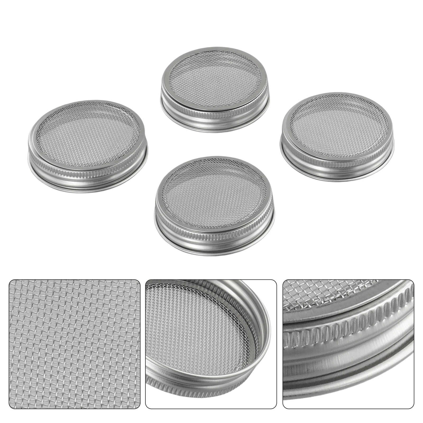 

4pcs 70mm Stainless Steel Strainer Sprouting Cover Lid Utensils For Kitchen For Jar Sprout Kitchen Gadgets Kitchen Item