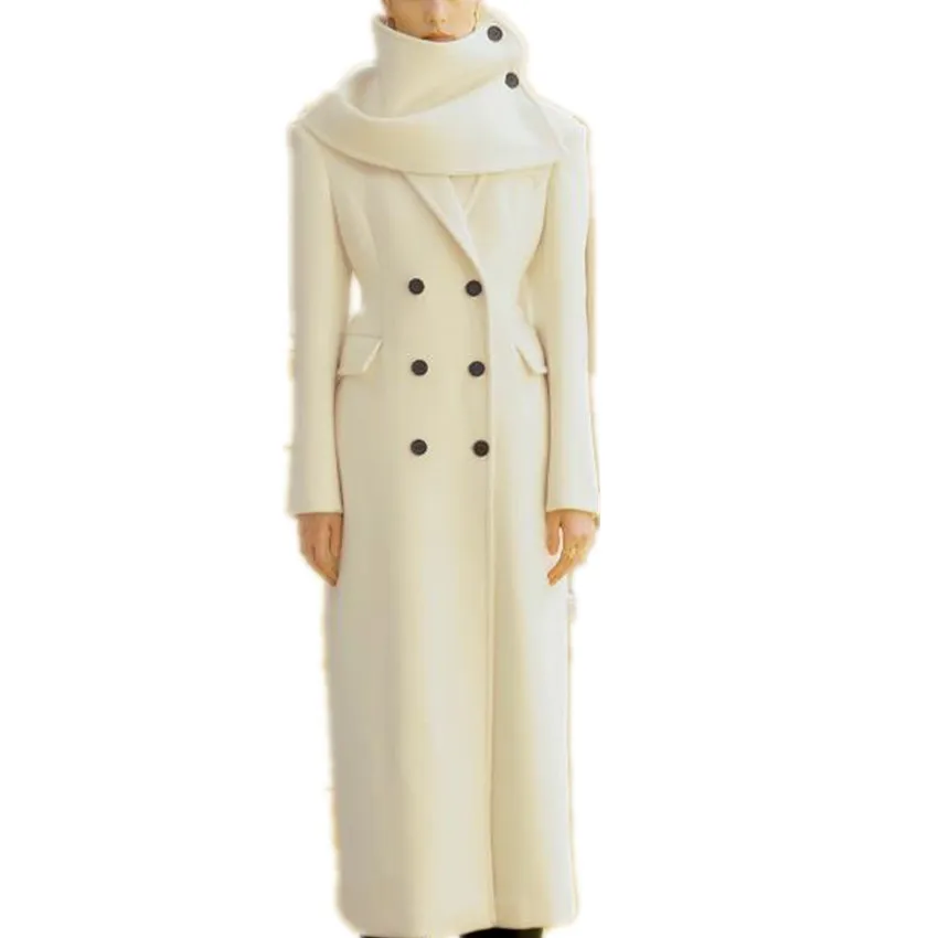 Scarf Collar French Style X-long Woolen Overcoat Women Double Breasted Fashion Wool Blends Outwear
Scarf Collar French Style X-long Woolen Overcoat Women Double Breasted Fashion Wool Blends Outwear