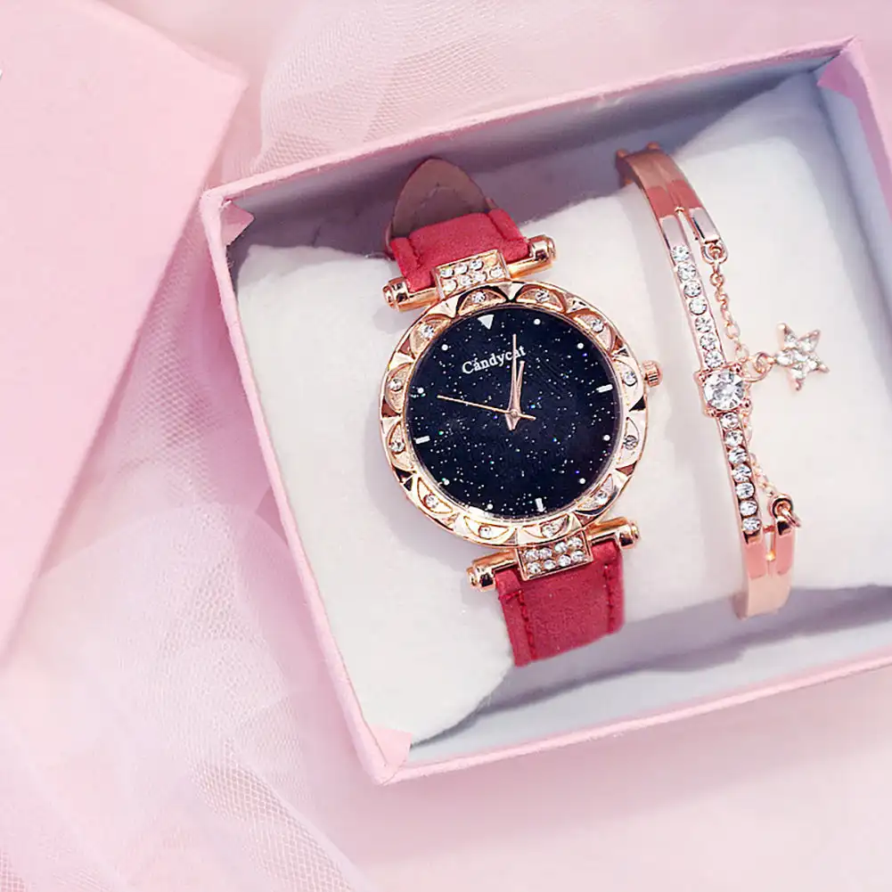 Luxury Women Watch Starry Sky Dial Leather Band Quartz Watch Wrist Watches Bracelet Set
Luxury Women Watch Starry Sky Dial Leather Band Quartz Watch Wrist Watches Bracelet Set