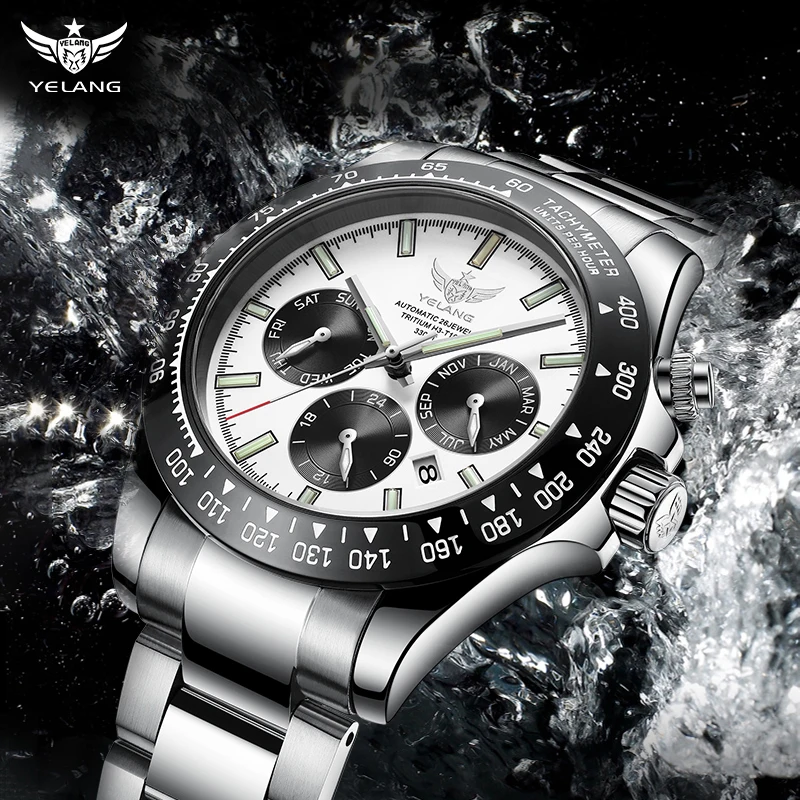 

Yelang Men Sports Watch 42mm Retro Luxury Japan 9120 Fully Automatic Mechanical Sapphire Wrist Watch 10Bar Luminous Clock Reloj