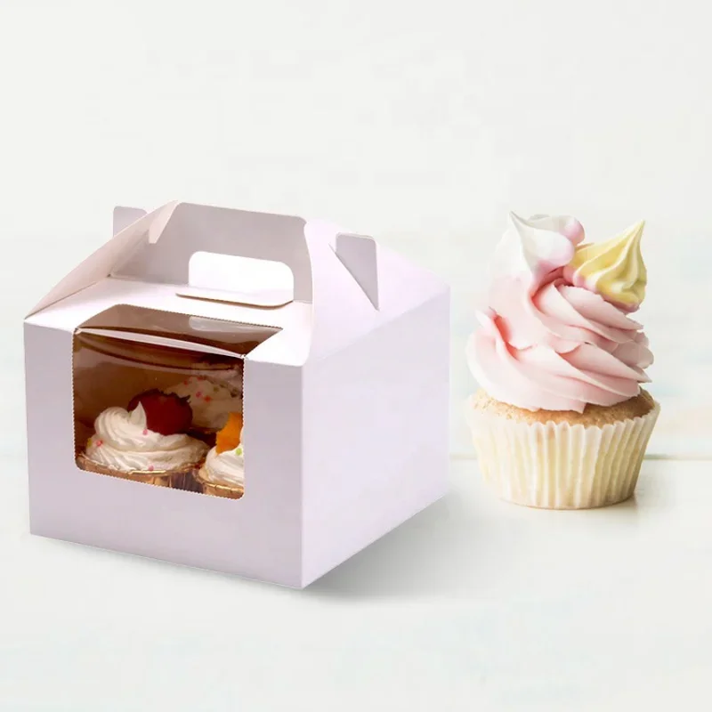 

Customized product Portable Muffin Box Paper Cup Cake Packaging Box Transparent Mousse Dessert Baking Packaging Box With Window