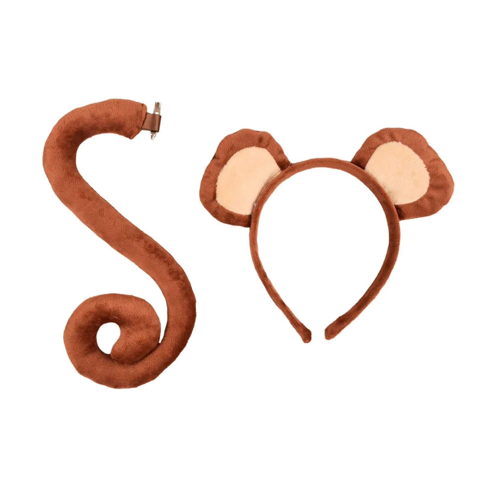 

Monkey Ears and Tail Set Cosplay Props Lovely Children Adults Headwear for Birthday Themed Parties Christmas Carnival Halloween