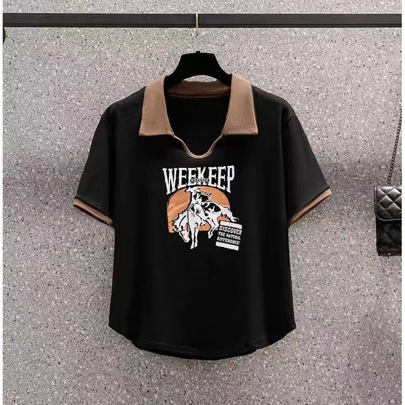 Preppy T-shirts Women Polo Short Sleeve Top Female Vintage Letter Chic High Street Tops Ladies Oversize Tees Streetwear M-5XL
Preppy T-shirts Women Polo Short Sleeve Top Female Vintage Letter Chic High Street Tops Ladies Oversize Tees Streetwear M-5XL