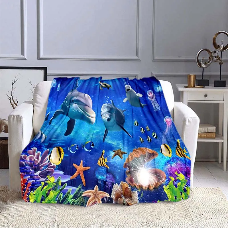 Ocean Dolphin Blanket Marine Life Fish Starfish Shell Coral Pattern Throw Blankets for Bed Sofa Home Decor Flannel Bedding Cover
Ocean Dolphin Blanket Marine Life Fish Starfish Shell Coral Pattern Throw Blankets for Bed Sofa Home Decor Flannel Bedding Cover