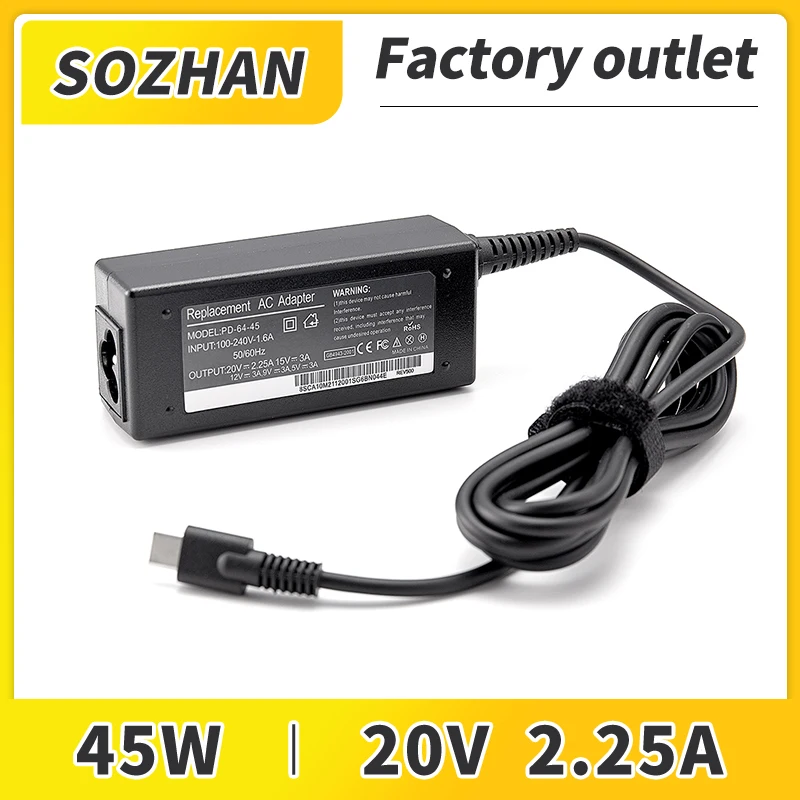 SUOZHAN 20V 2.25A 45W Type USB C AC Laptop Charger For Lenovo Chromebook c330 00HM666 Series ThinkPad T480 Yoga 720S-13IKB
SUOZHAN 20V 2.25A 45W Type USB C AC Laptop Charger For Lenovo Chromebook c330 00HM666 Series ThinkPad T480 Yoga 720S-13IKB