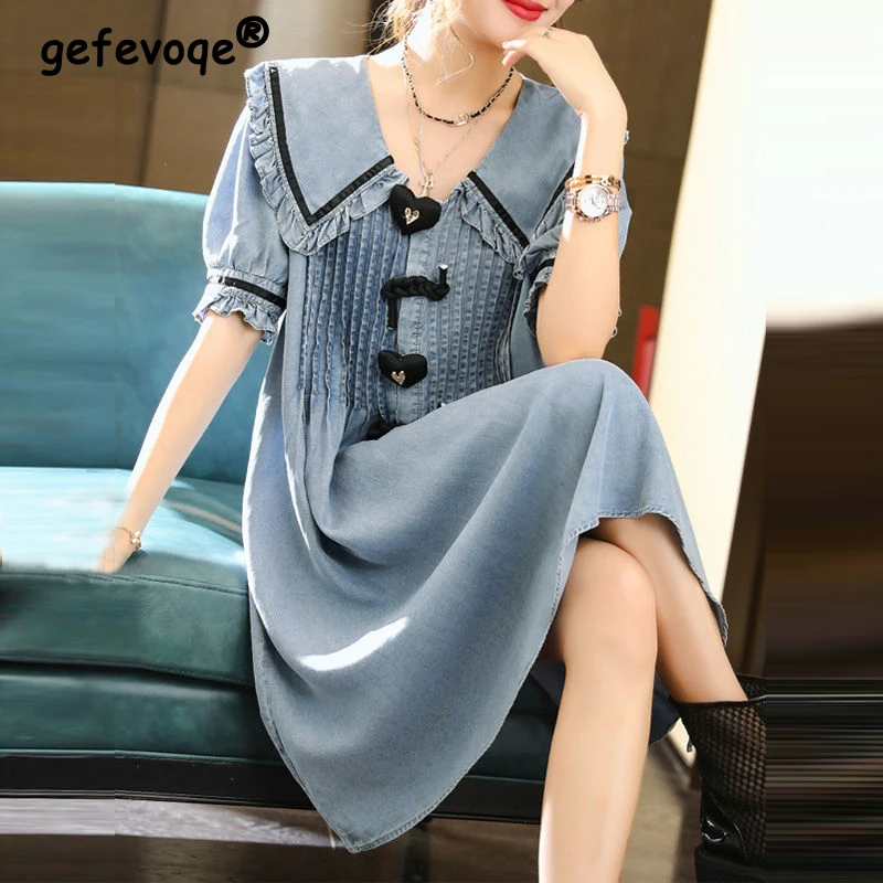 Women's Clothing Ruffles Peter Pan Collar Y2K Chic Beach Midi Dress Summer Trendy Short Sleeve Casual Streetwear Pleated Dresses
Women's Clothing Ruffles Peter Pan Collar Y2K Chic Beach Midi Dress Summer Trendy Short Sleeve Casual Streetwear Pleated Dresses