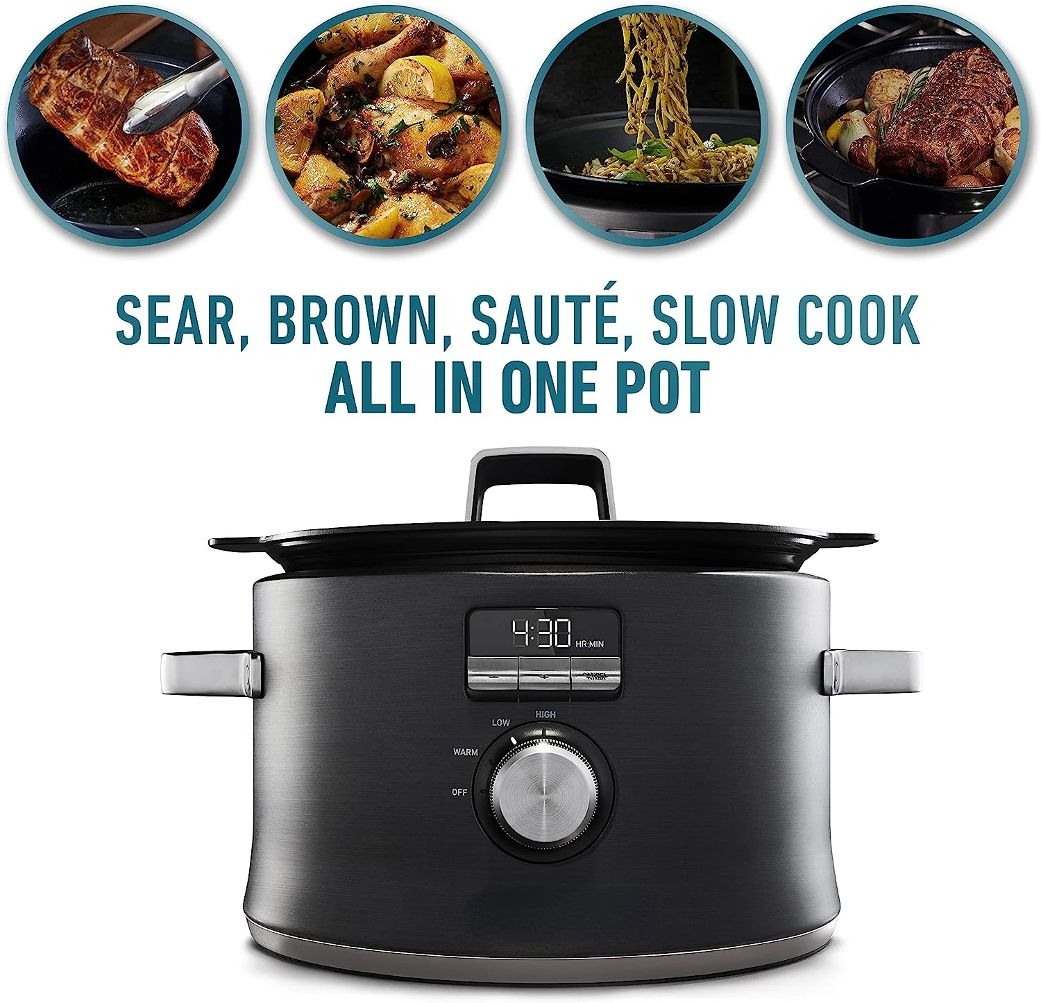 Cooker with Digital Timer and Programmable Controls, 5.3 Quarts, Stainless Steel
Cooker with Digital Timer and Programmable Controls, 5.3 Quarts, Stainless Steel