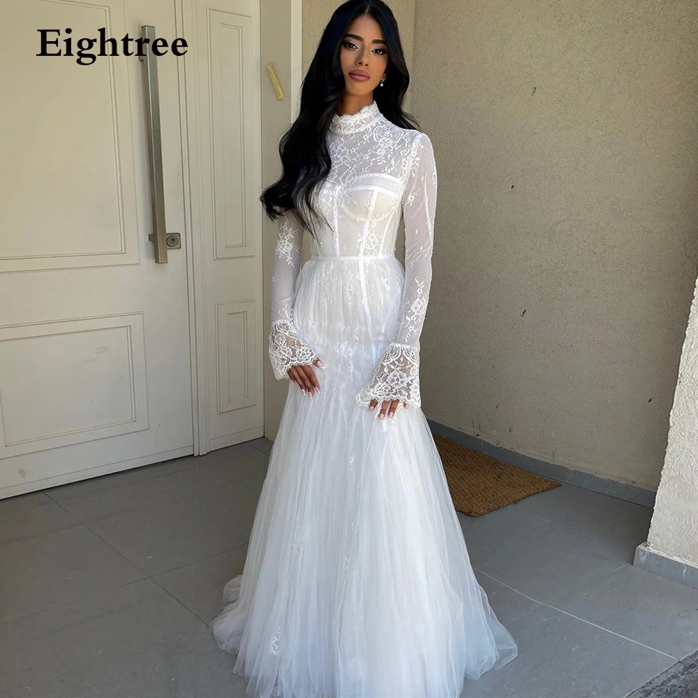 Eightree High Neck Modern Full Lace Mermaid Bride Wedding Dresses Long Sleeves Illusion Civil Bridal Gowns Vestidos De Noiva
Eightree High Neck Modern Full Lace Mermaid Bride Wedding Dresses Long Sleeves Illusion Civil Bridal Gowns Vestidos De Noiva