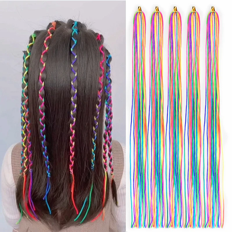

8packs Hair Styling Tool Silk Cord Hair Knitting Braided Rope Headband Jewelry Design Hair Accessories For Girls DIY Ponytail