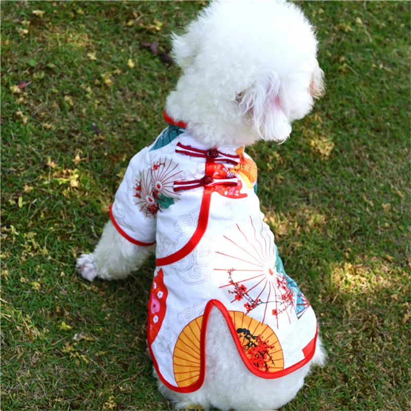 

Summer Cat Shirt Chinese Style dog Clothes Yorkies Puppy Bichon Maltese Poodle Schnauzer Pomeranian Pet Clothing T-shirt Coat