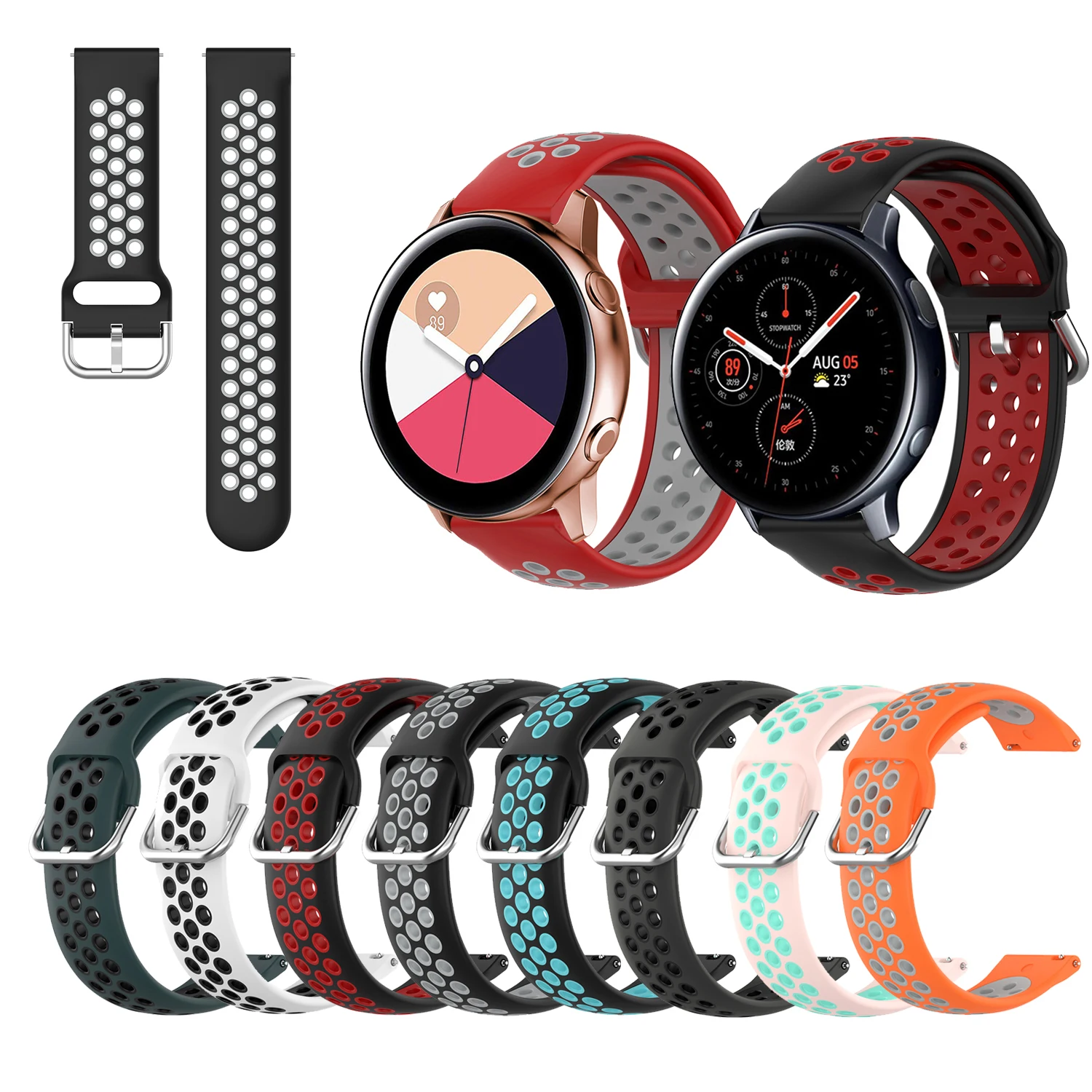 

Soft Silicone WatchBand Strap For Samsung Galaxy Watch Active 2 40mm 44mm watch 4 5 watch5 pro watch4 classic 42mm 46mm