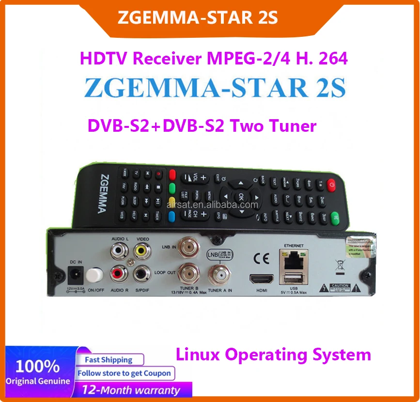 

Zgemma star 2s Full HD 1080p Satellite Receiver with DVB-S2+DVB-S2 Two Tuner - Enigma2 Linux OS HDTV Receiver MHEG-2/4 H. 264